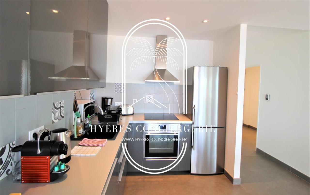 Villa Antoine Appartement Rdj Vue Mer Clim Wifi Parking Plage 50M La Garonne Le Pradet Exterior foto