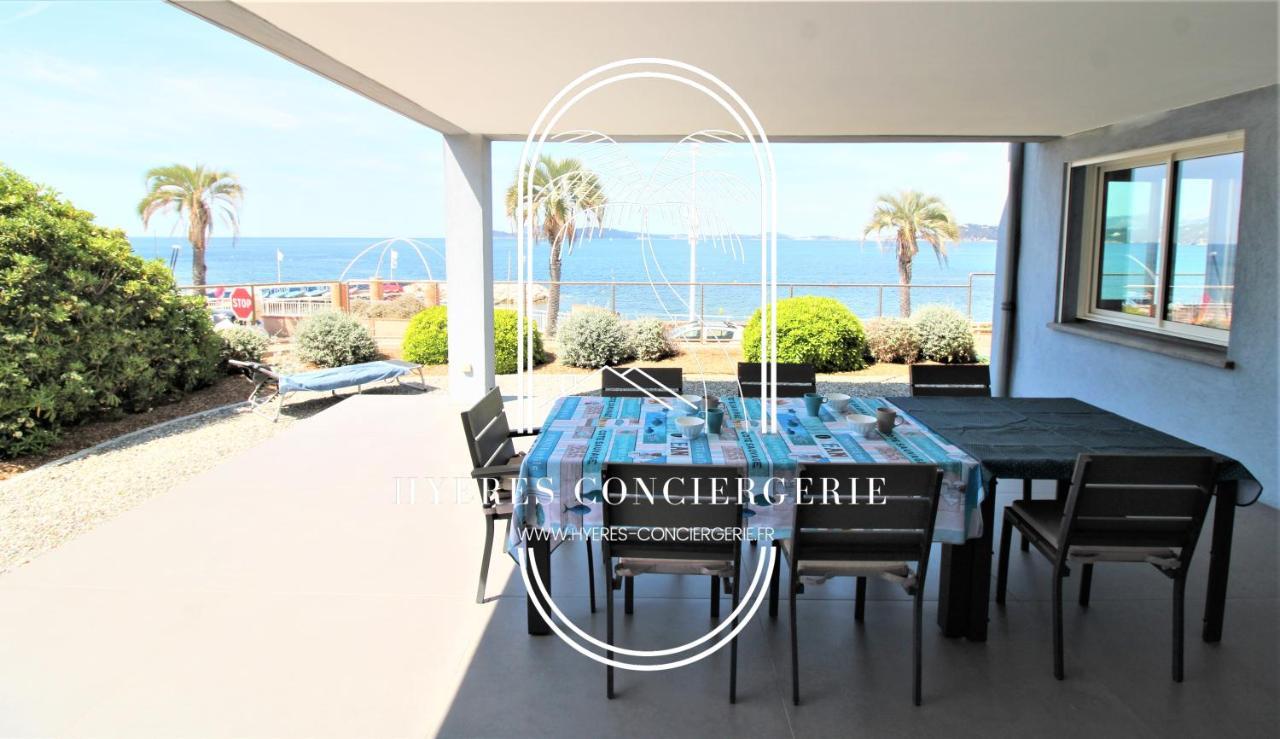 Villa Antoine Appartement Rdj Vue Mer Clim Wifi Parking Plage 50M La Garonne Le Pradet Exterior foto