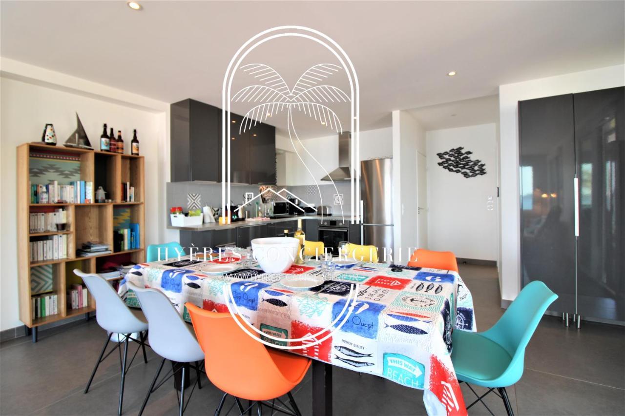 Villa Antoine Appartement Rdj Vue Mer Clim Wifi Parking Plage 50M La Garonne Le Pradet Exterior foto