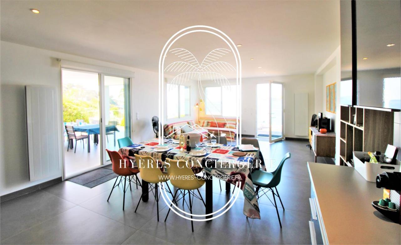 Villa Antoine Appartement Rdj Vue Mer Clim Wifi Parking Plage 50M La Garonne Le Pradet Exterior foto