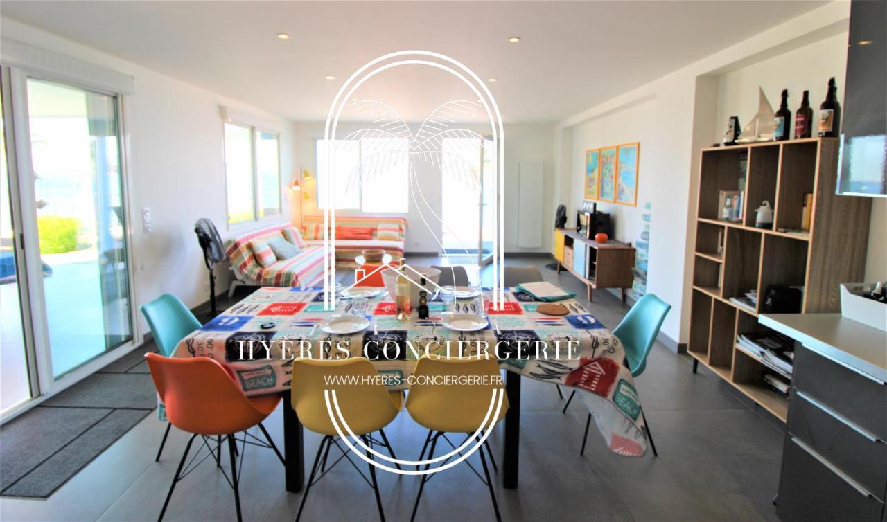 Villa Antoine Appartement Rdj Vue Mer Clim Wifi Parking Plage 50M La Garonne Le Pradet Exterior foto