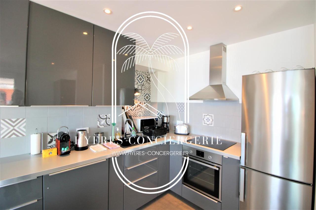 Villa Antoine Appartement Rdj Vue Mer Clim Wifi Parking Plage 50M La Garonne Le Pradet Exterior foto