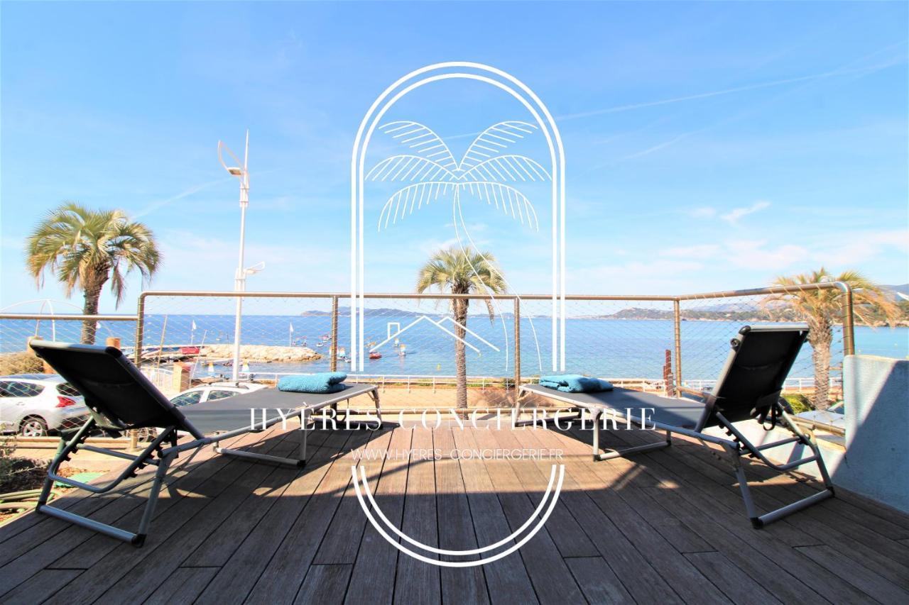 Villa Antoine Appartement Rdj Vue Mer Clim Wifi Parking Plage 50M La Garonne Le Pradet Exterior foto